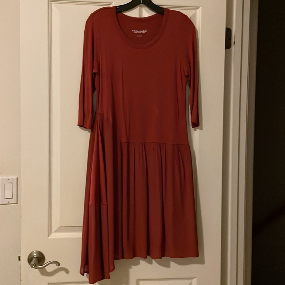 Soft Surroundings Asymmetrical Dress Burnt Orange Sz XSP